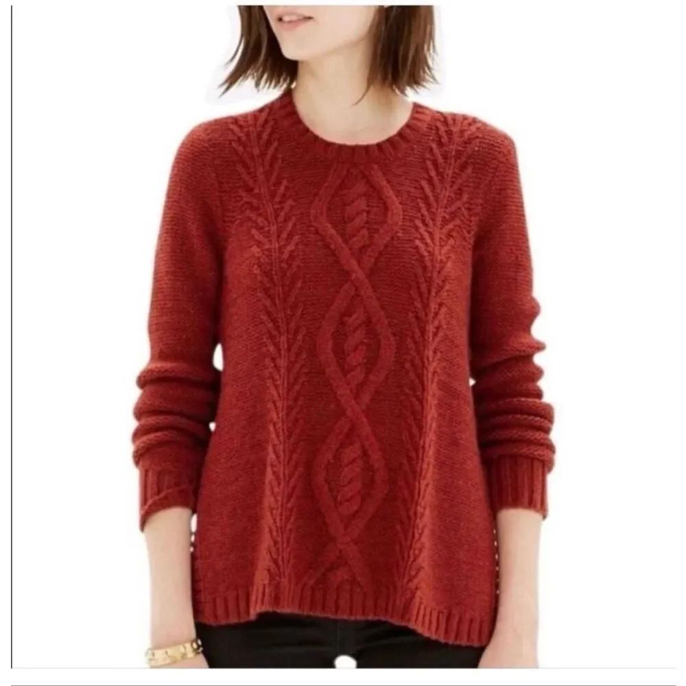 Madewell Firelight Cable Knit Pullover Sweater in a wool and alpaca blend size M